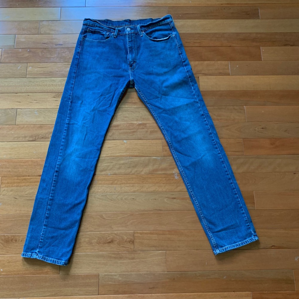 Levis 505 Regular Fit Straight Leg Jeans Mens 36x34 Medium Wash Blue Denim